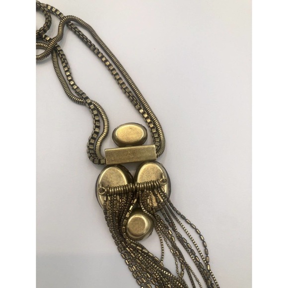 Silpada KR ‘Leather Together’ 30” Long Necklace Brass Leather KRN0015 Dual Chain - Picture 7 of 7